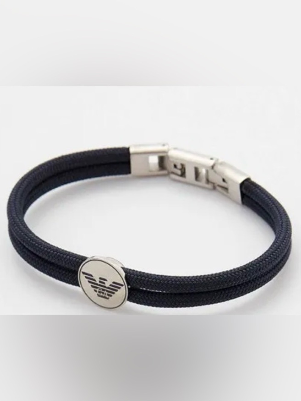 Emporio Armani Black Double Cord Logo Bracelet NWT Unisex